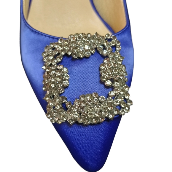 NWOT EKS Royal Satin Pumps W/Rhinestone Embellishments On Toe. - Picture 5 of 16